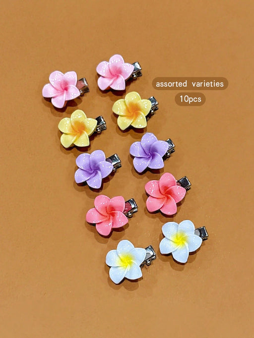 10pcs Clips para el cabello con flores de colores aleatorios - Quierox - Tienda Online