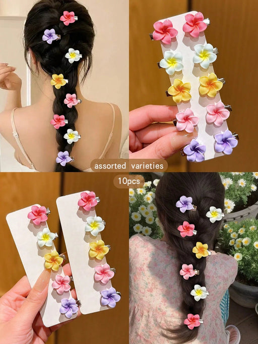 10pcs Clips para el cabello con flores de colores aleatorios - Quierox - Tienda Online