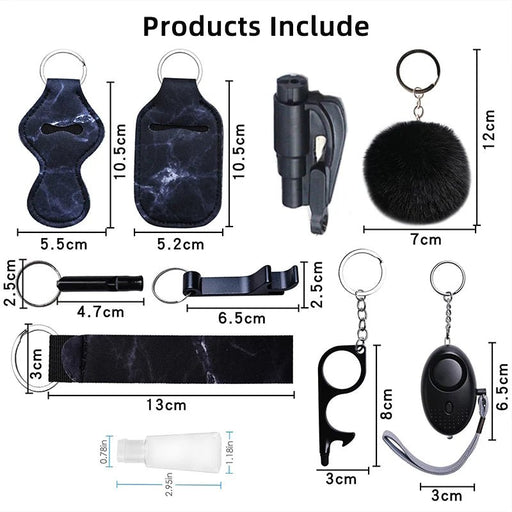 10pcs Llavero de seguridad de autodefensa para mujer, pompón de pelo sintético - Quierox - Tienda Online