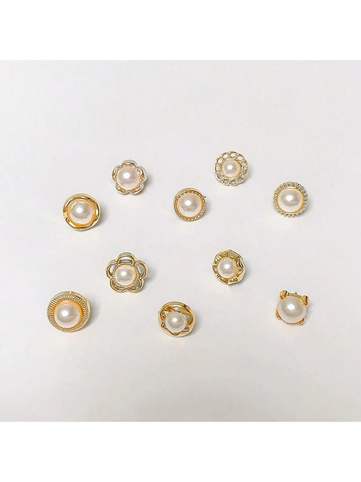 SHEIN 10 piezas Botón de perla de plástico para camisa