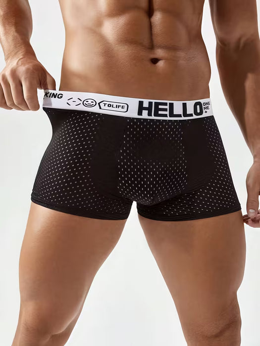 Bóxer para hombre con calados, diseño de malla, transpirable y cómoda