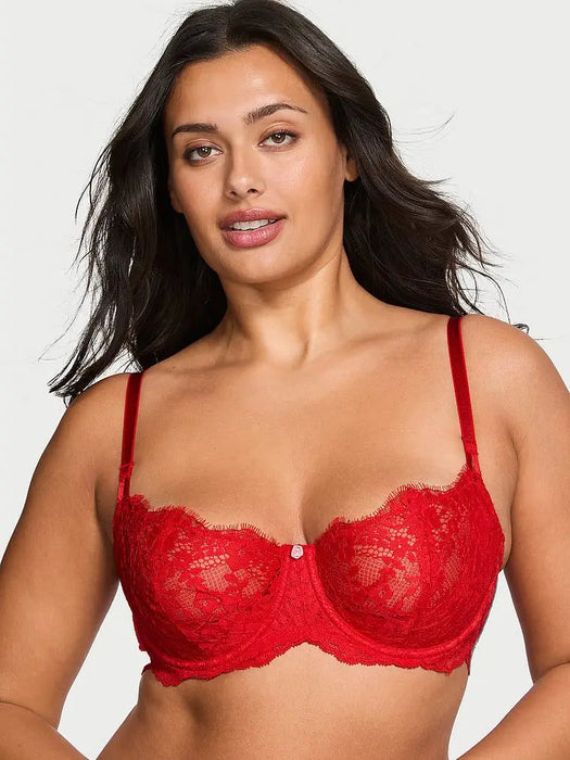 Conjunto de Brasier y Braguita Dream Angels Balconette Sin Relleno Rojo