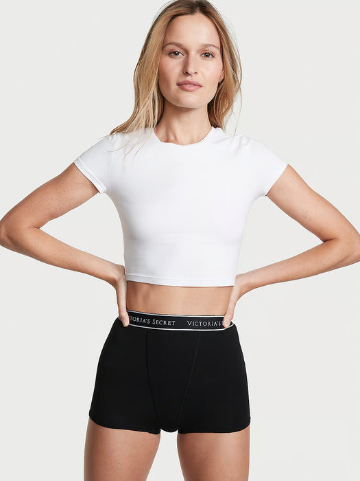 Victoria's Secret Braguita tipo bóxer de algodón con cintura alta y logotipo