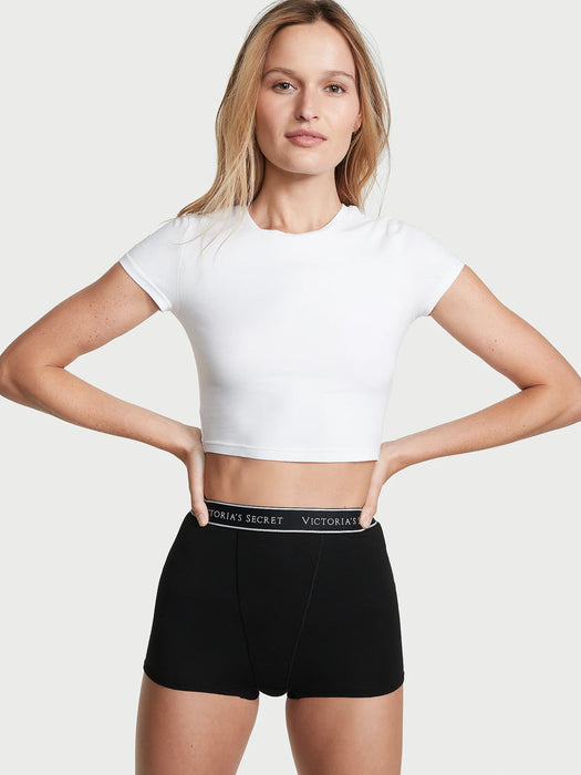 Victoria's Secret Braguita tipo bóxer de algodón de talle alto con logo