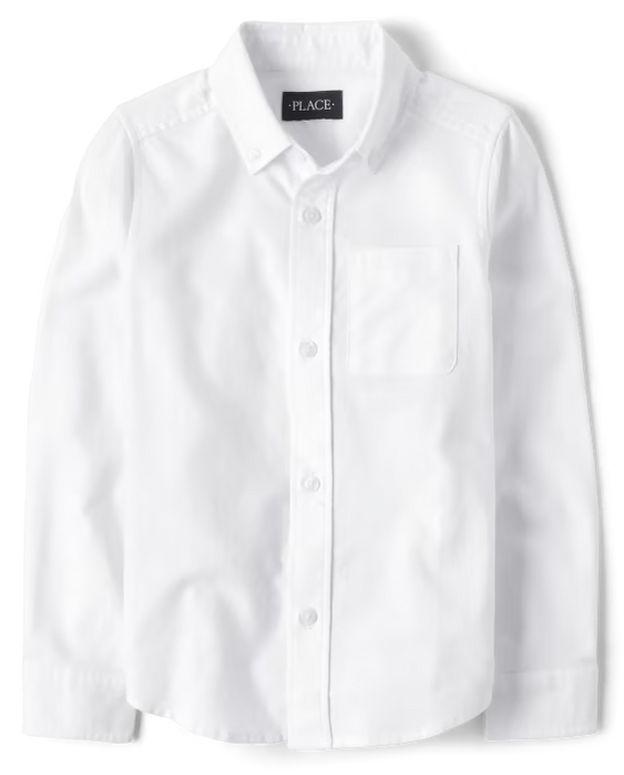 The Children's Place  Camisa con botones Oxford de uniforme para niños - white