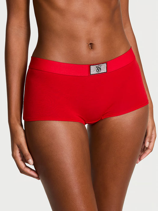 Victoria's Secret Braguita tipo bóxer con parche brillante de algodón con logo