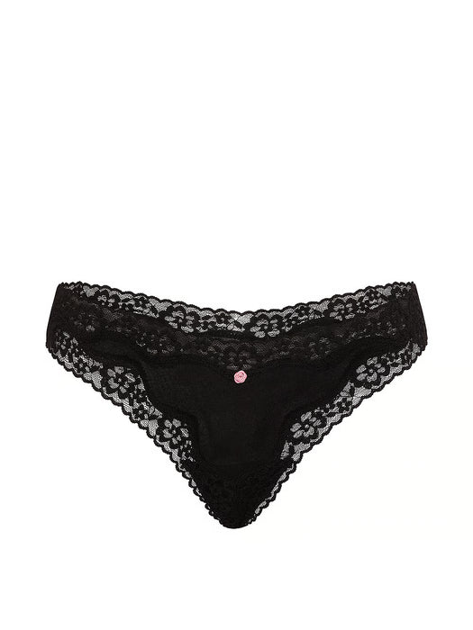 Victoria's Secret Braguita tanga de algodón con encaje en la cintura
