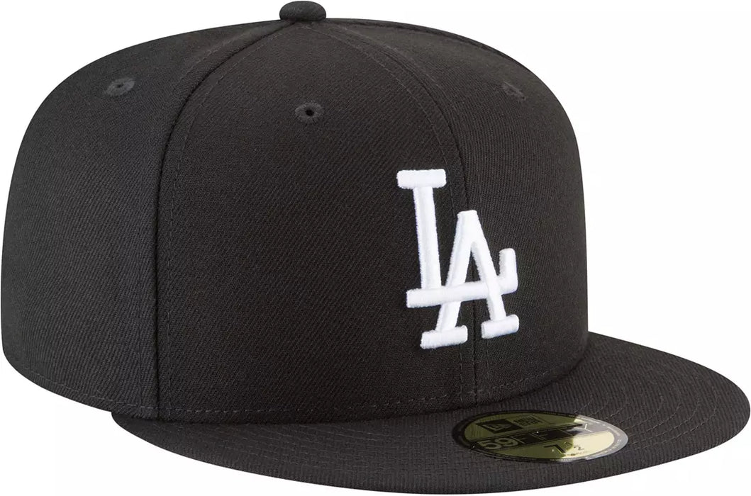 Gorra New Era Adult Los Angeles Dodgers Basic 59FIFTY en Blanco y Negro