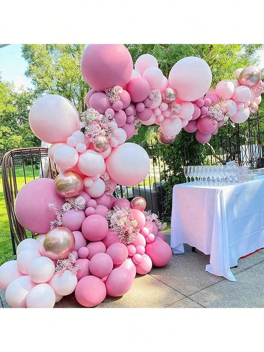 Shein Kit de arco de guirnalda de flores de globos rosas de 113 piezas