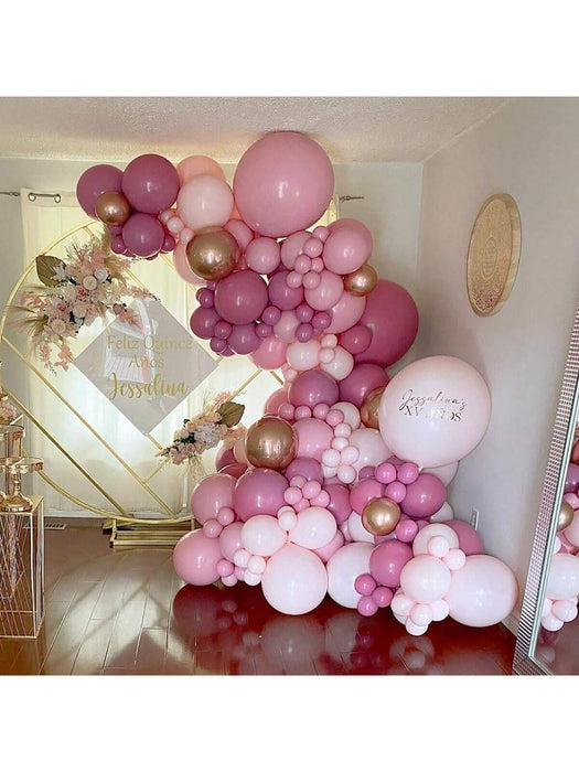 Shein Kit de arco de guirnalda de flores de globos rosas de 113 piezas