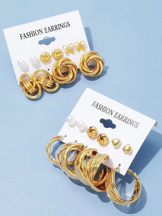 11 pares/set de pendientes de perlas de imitación y decoración de corazones
