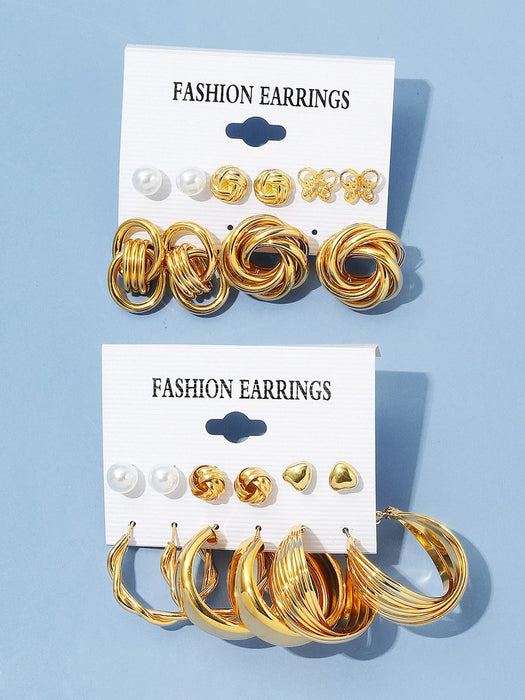 11 pares/set de pendientes de perlas de imitación y decoración de corazones