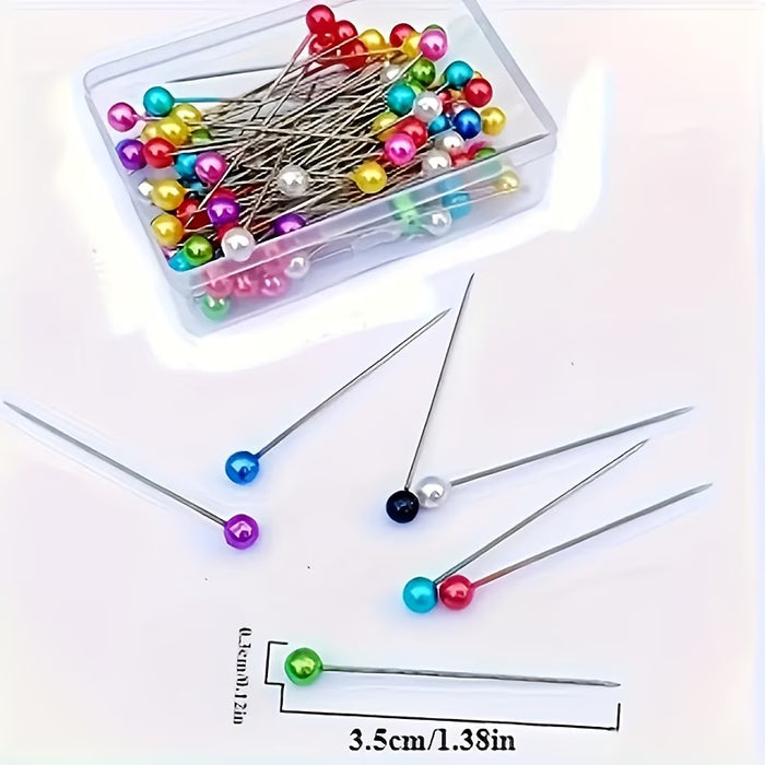 100 piezas de alfileres de perla vibrantes - Agujas de posicionamiento grandes multicolor