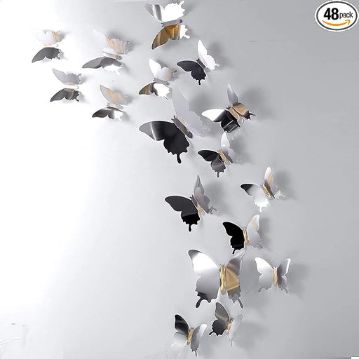 12 calcomanías 3D, espejadas, de mariposa, adhesivos para pared - Quierox - Tienda Online
