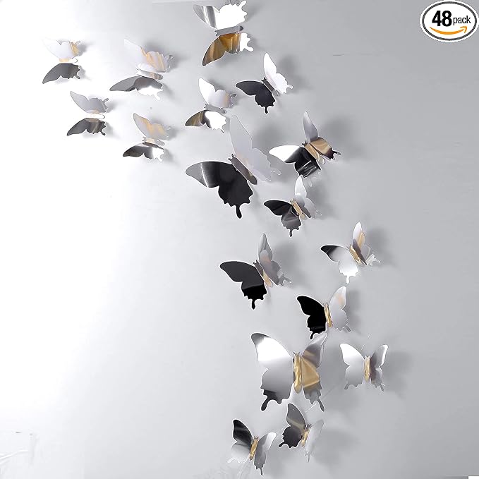 12 calcomanías 3D, espejadas, de mariposa, adhesivos para pared - Quierox - Tienda Online