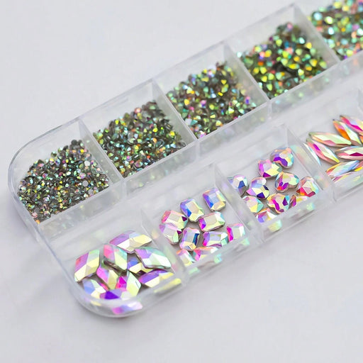 12 rejillas/caja Estilo Y2K Rhinestones planos 3D formas para decoración de uñas - Quierox - Tienda Online