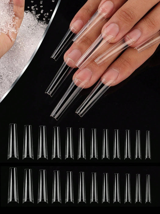 120 piezas/bolsa de puntas de uñas postizas cuadradas largas con forma de ataúd - Quierox - Tienda Online