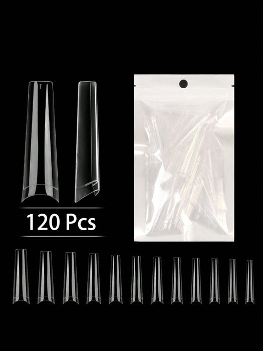 120 piezas/bolsa de puntas de uñas postizas cuadradas largas con forma de ataúd - Quierox - Tienda Online