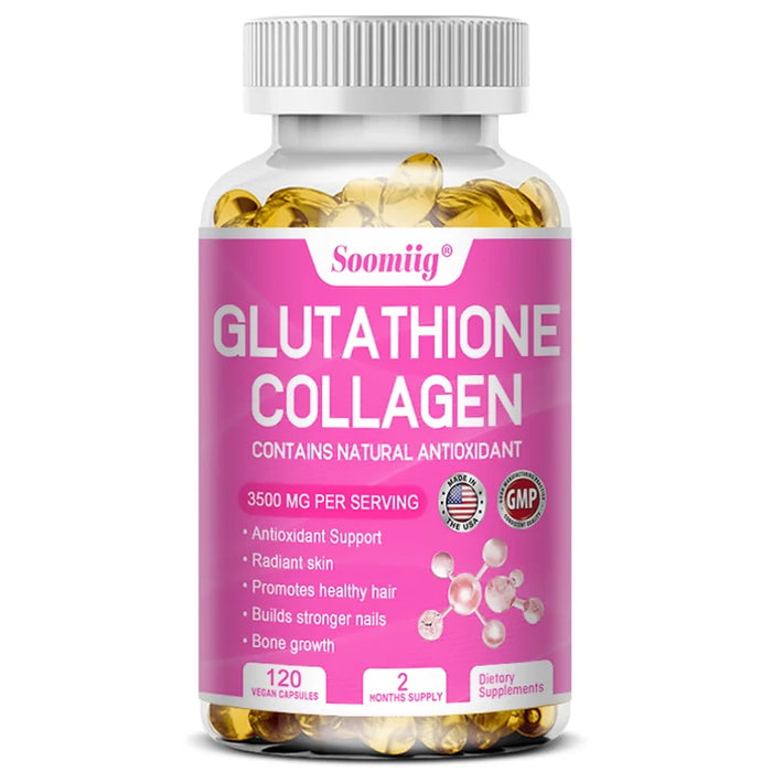 Soomiig Complejo de glutatión y colágeno para Piel radiante y apoyo antioxidante 60 capsulas veganas