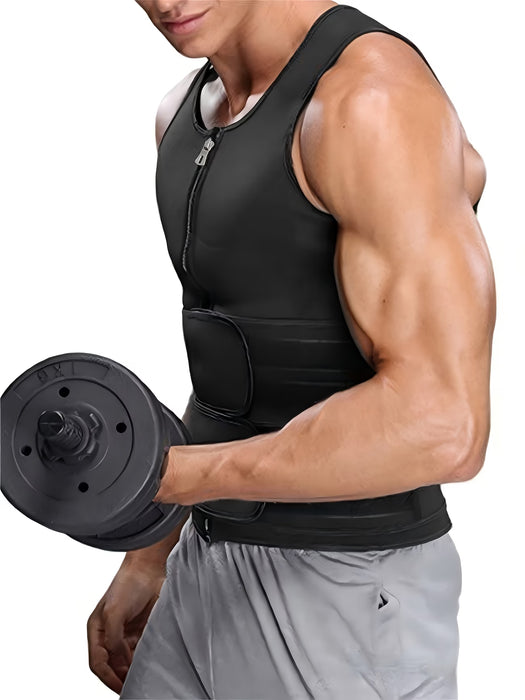 Chaleco de entrenamiento de sauna de neopreno para hombre con cinturón de cintura con cremallera