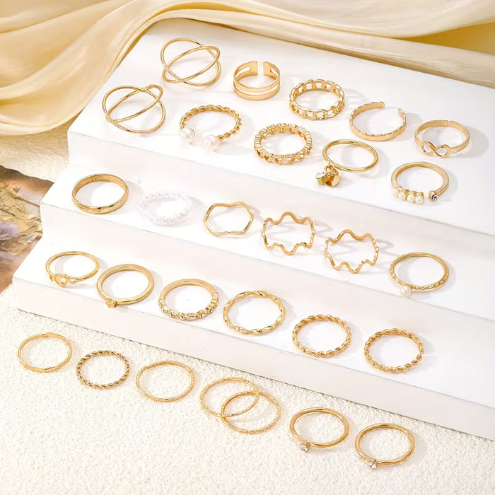 Juego de 22 anillos apilables de lujo ligero