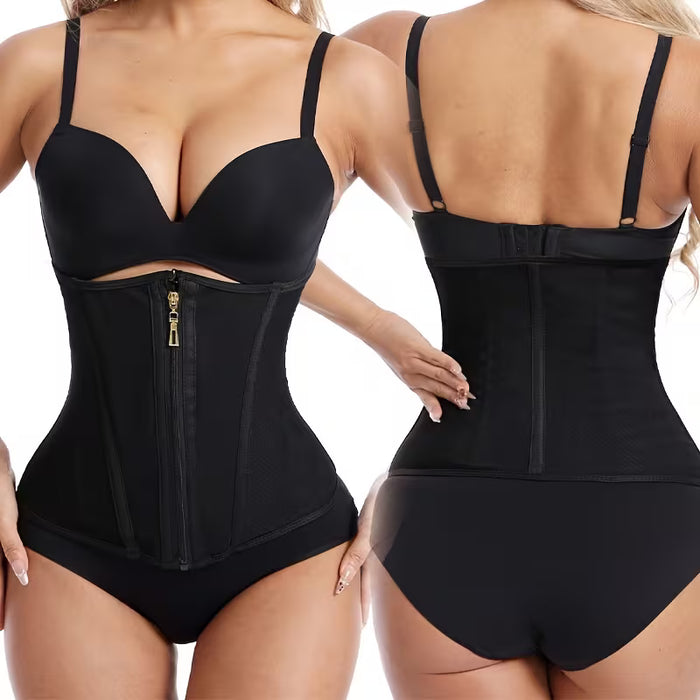 Faja ajustable con cremallera frontal y botones a presión para control de abdomen
