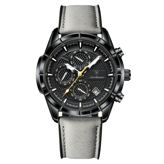 POEDAGAR Reloj para hombre, de lujo y con correa de piel auténtica