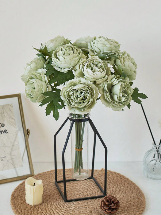Shein 6 piezas de flores de peonía artificiales