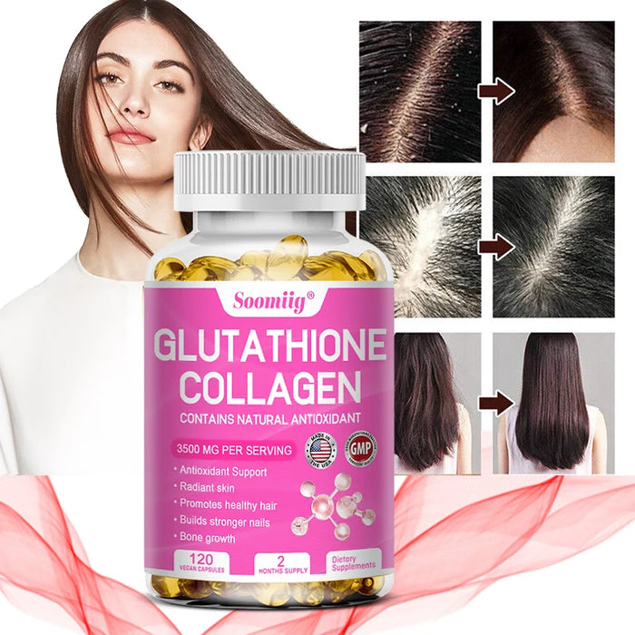 Soomiig Complejo de glutatión y colágeno para Piel radiante y apoyo antioxidante 60 capsulas veganas