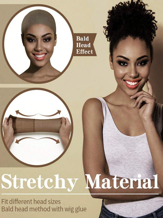 12pcs de gorros de peluca marrones para mujeres, de nailon elásticos de malla