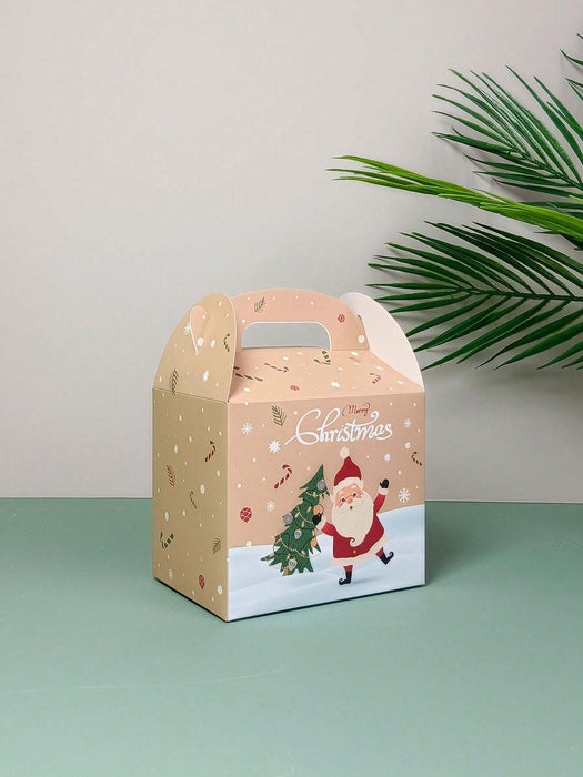 SHEIN 12 cajas de regalo navideñas multicolores, para Nochebuena, con asa y tapa