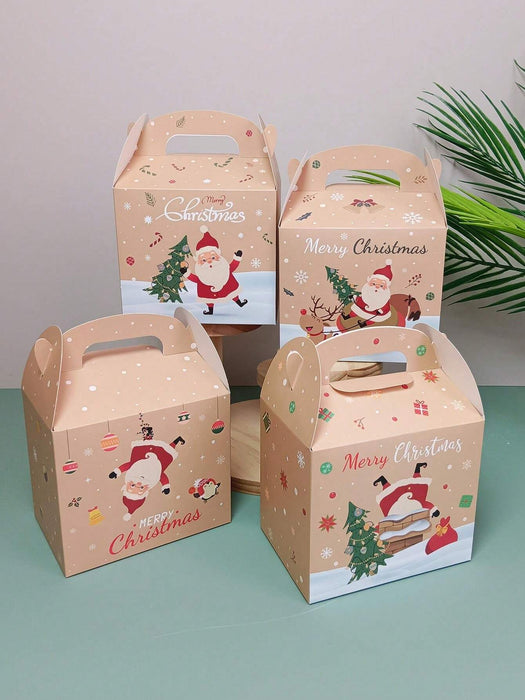 SHEIN 12 cajas de regalo navideñas multicolores, para Nochebuena, con asa y tapa