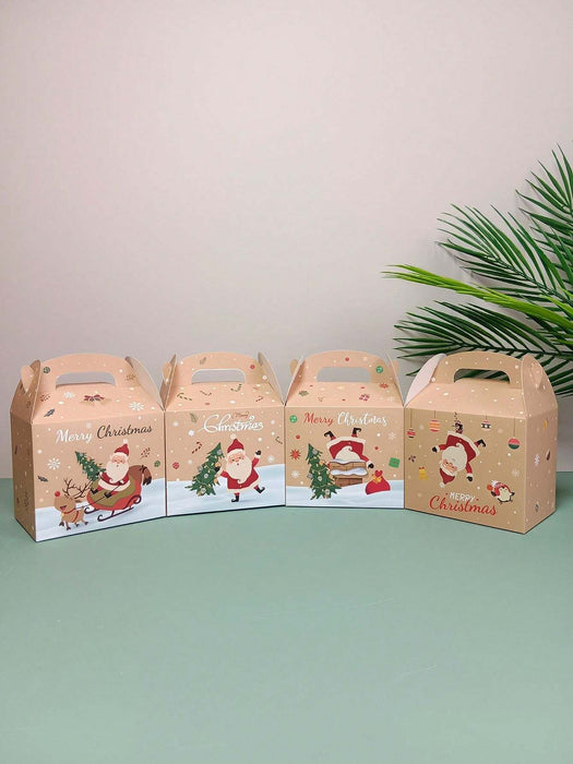 SHEIN 12 cajas de regalo navideñas multicolores, para Nochebuena, con asa y tapa