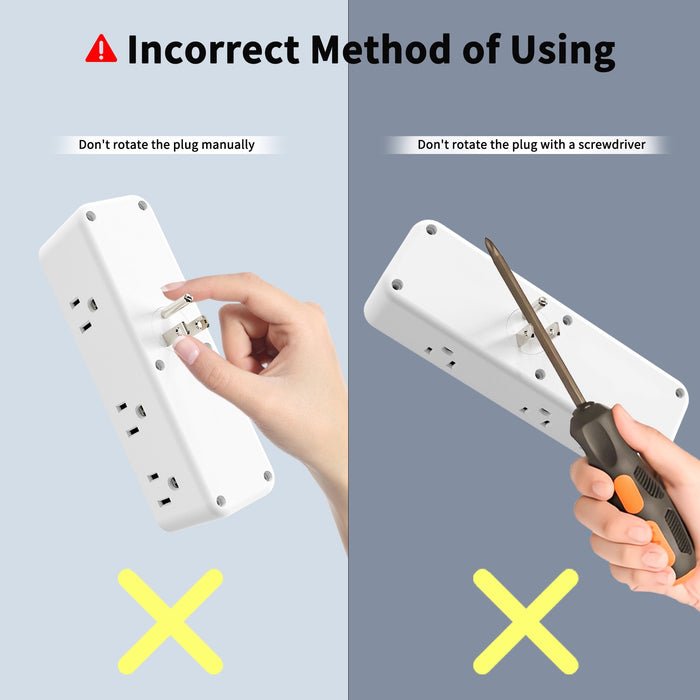 Extensor de enchufes de pared con 9 tomas con enchufe giratorio de 360°
