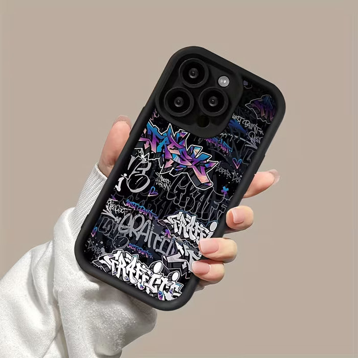 Estuche de teléfono con patrón de texto de grafiti colorido es resistente a los golpes, elegante iphone 12 pro max