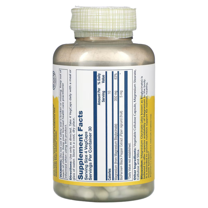 Solaray, Glicinato de magnesio de alta absorción, 350 mg, 120 cápsulas vegetales