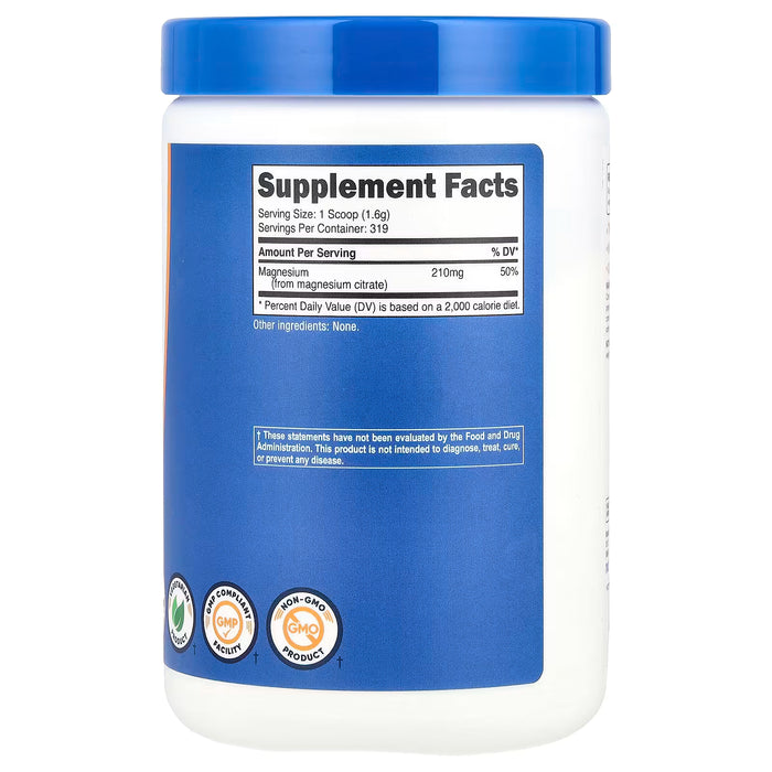 Nutricost, citrato de magnesio, sin sabor, 210 mg, 500 g (17.9 oz)