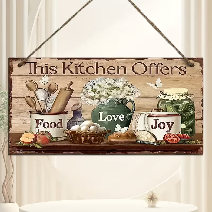 Colgante de Cocina de Madera,´´Esta Cocina Proporciona Comida, Amor y Felicidad´´