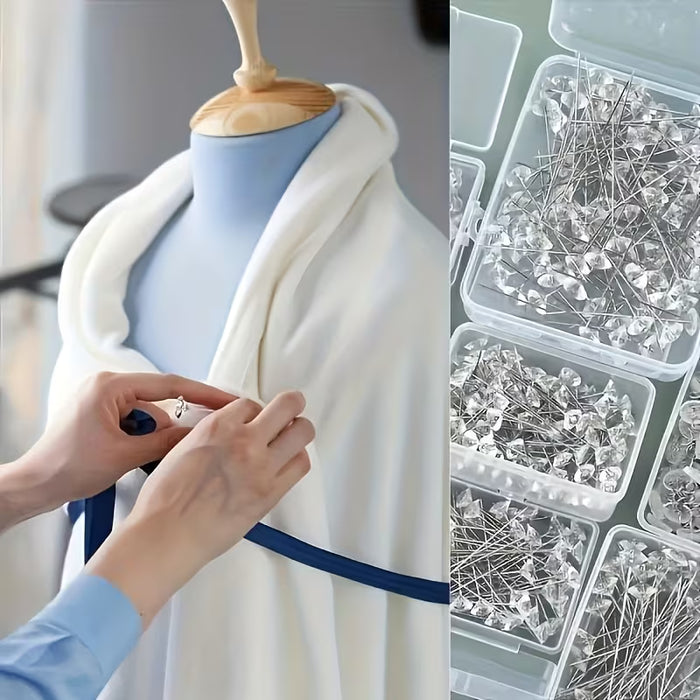 30 piezas Alfileres de fijación multiusos de coser a mano con puntas de cristal