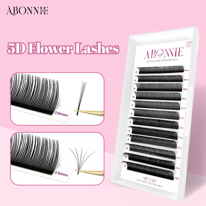 ABONNIE 12 Filas Pestañas de Hada Florales 5D Estilo Mixto Extensiones de Pestañas