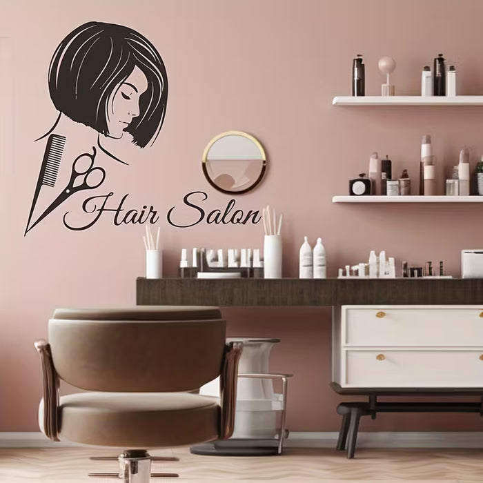 1 ud. Adhesivos de pared - Calcomanía de tijeras y peine para salón de belleza