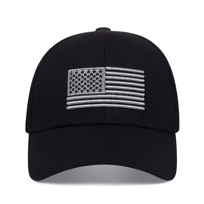 1 Gorra de béisbol bordada con la bandera americana, gorra retro ajustable