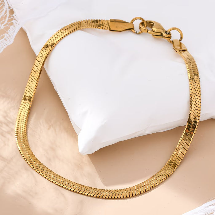1 pieza Pulsera de Cadena en Acero Inoxidable dorada para Hombres y Mujeres