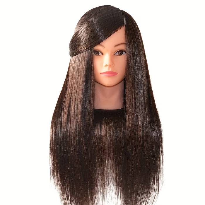 Cabeza de Maniquí de 85% Cabello Humano con Soporte de Pinza para Mesa