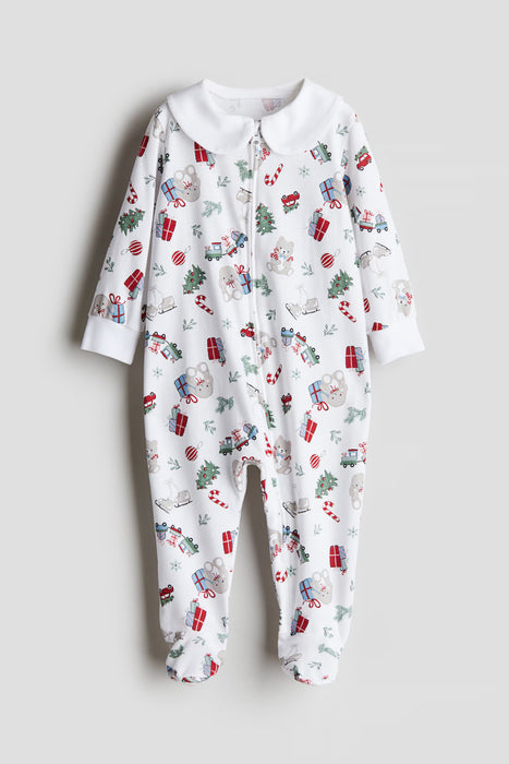 H&M Mono pijama con cuello para bebe con estampado navideño