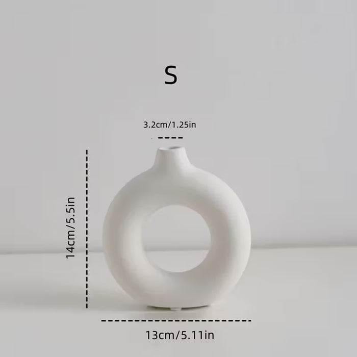 1 jarrón geométrico de dona estilo bohemio - un florero de plástico ligero tamaño S