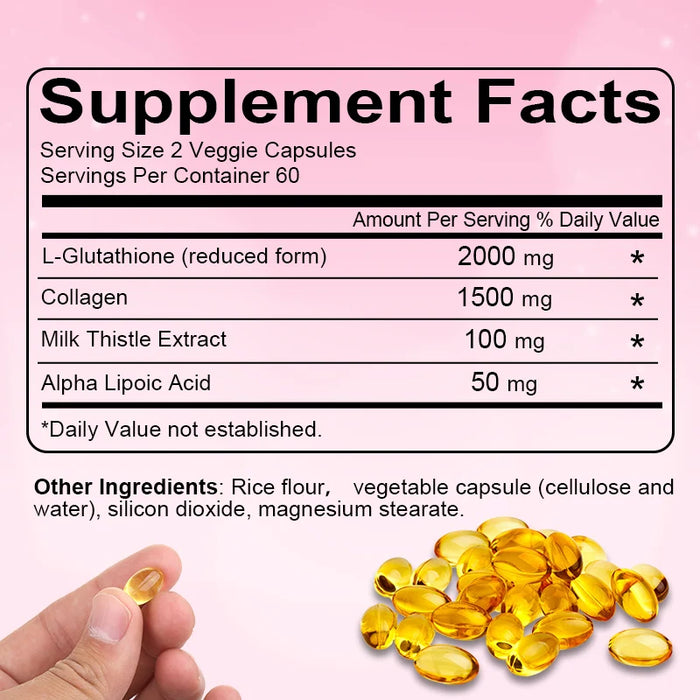 Soomiig Complejo de glutatión y colágeno para Piel radiante y apoyo antioxidante 60 capsulas veganas