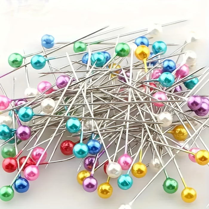 100 piezas de alfileres de perla vibrantes - Agujas de posicionamiento grandes multicolor