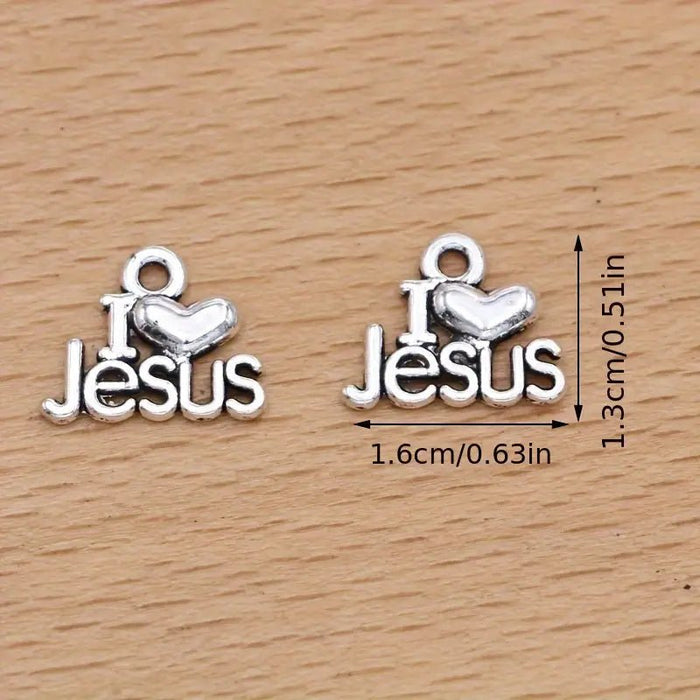 15 piezas de dijes de aleación de zinc "I Love Jesus" - Quierox - Tienda Online