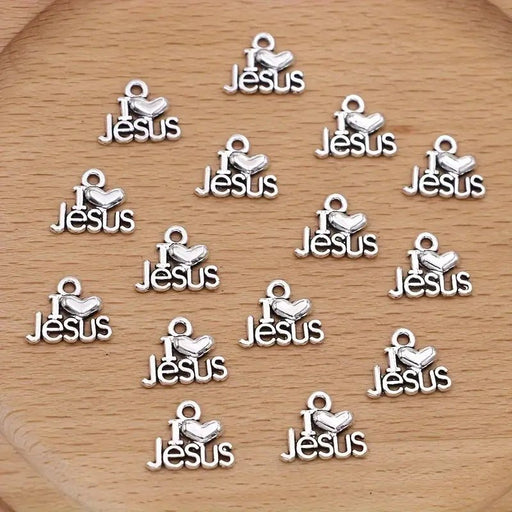 15 piezas de dijes de aleación de zinc "I Love Jesus" - Quierox - Tienda Online